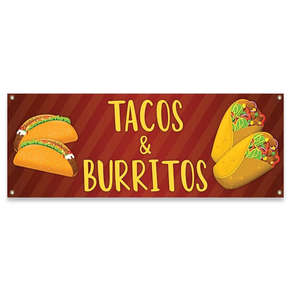 Tacos & Burritos Banner Concession Stand Food Truck Single Sided